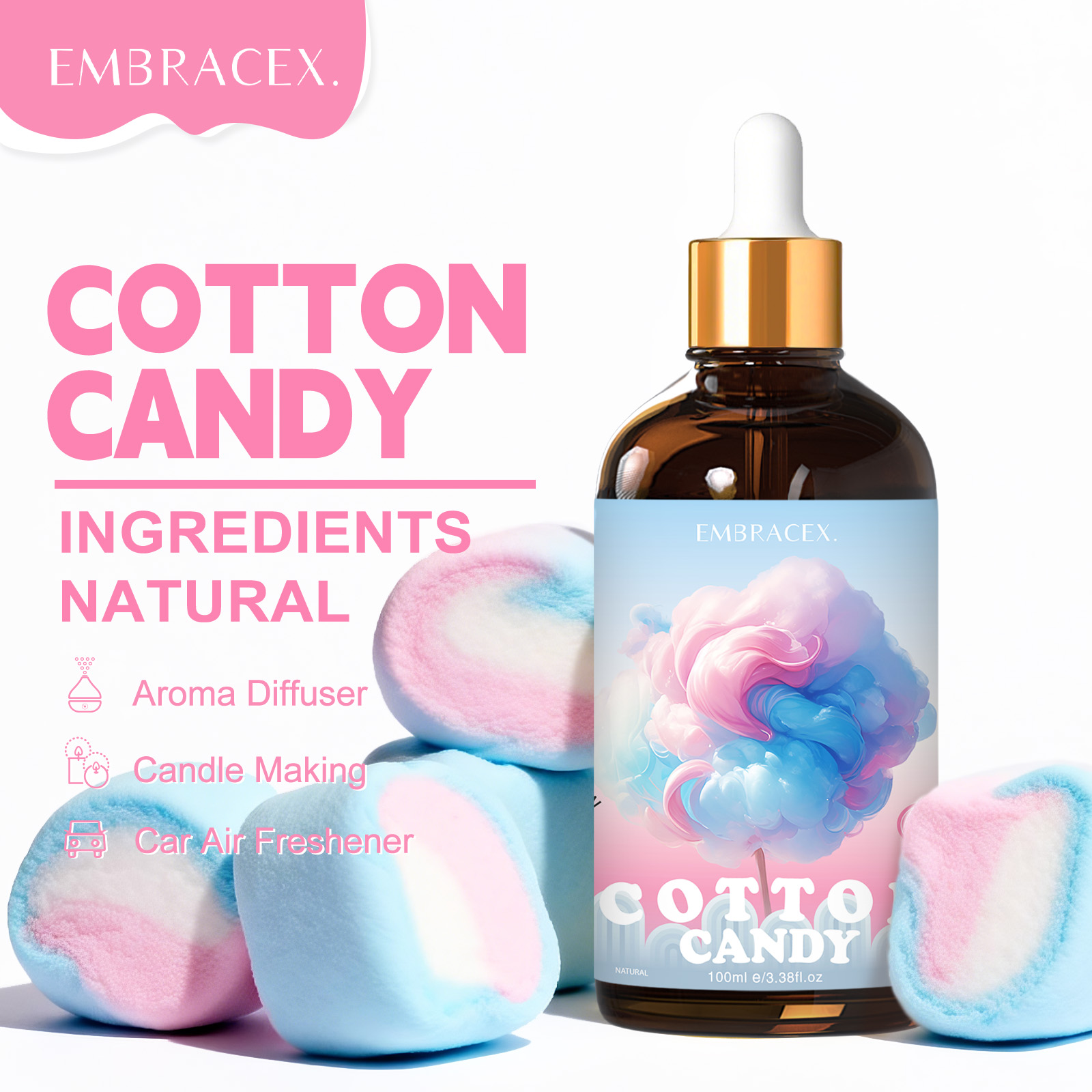 Candle Fragrance - Óleos Aromáticos de Algodão Doce 100ml