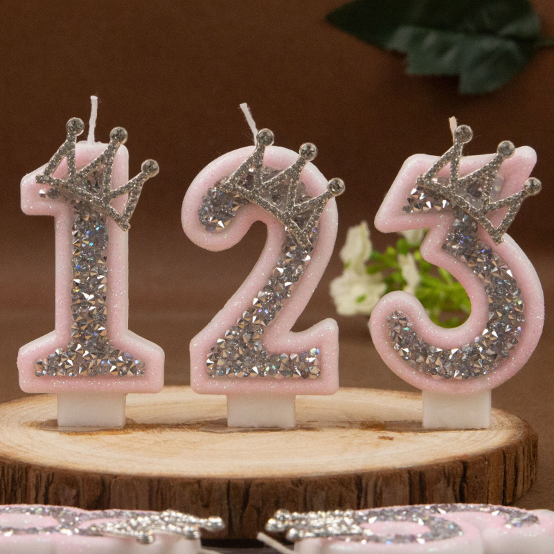 Velas digitais 0-9 rosa prata  - Paraffin Wax avaliação e preço
